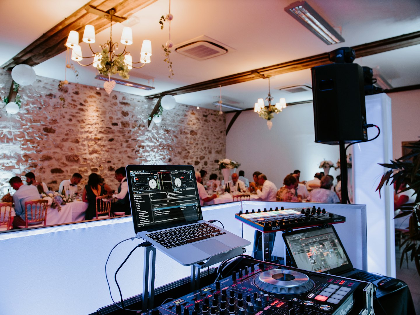 Professional DJ equipment set up for a private event.